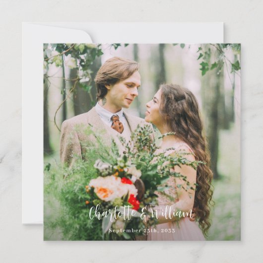 Minimalistische Hochzeit Personalisiertes einfache Dankeskarte (Vorderseite)