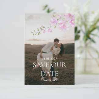 Minimalistische Hochzeit 'Pink Floral' - Save the Date