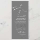 Minimalistische Hochzeit Platzsetting Dankeskarten Programm (Vorderseite)