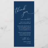 Minimalistische Hochzeit Platzsetting Danksagungsk Programm (Vorderseite)