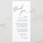 Minimalistische Hochzeit Platzsetting Danksagungsk Programm (Vorderseite)