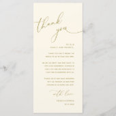 Minimalistische Hochzeit Platzsetting Danksagungsk Programm (Vorderseite)