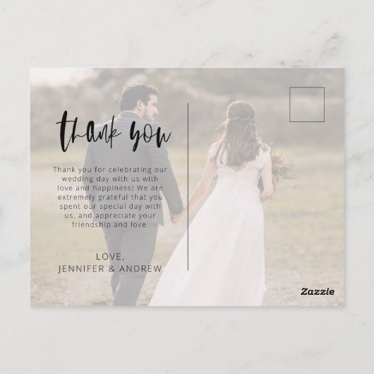 Minimalistische Hochzeit Postkarte (Rückseite)