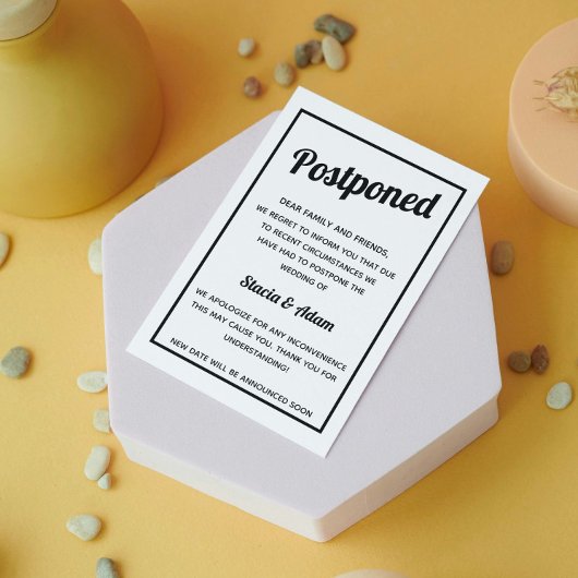 Minimalistische Hochzeit Postkarte verschoben