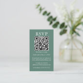 Minimalistische Hochzeit QR Foto Eucalyptus Green Begleitkarte (Stehend Vorderseite)