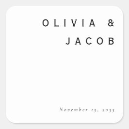Minimalistische Hochzeit Quadratischer Aufkleber
