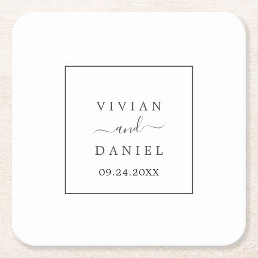 Minimalistische Hochzeit Rechteckiger Pappuntersetzer (Vorderseite)