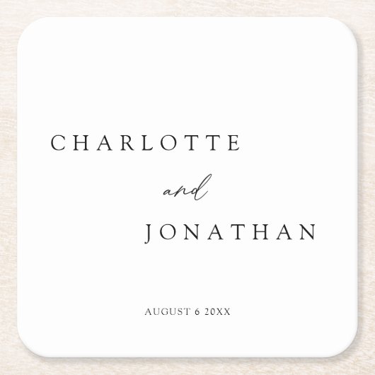 Minimalistische Hochzeit Rechteckiger Pappuntersetzer (Vorderseite)