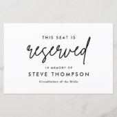 Minimalistische Hochzeit reserviert Platz im Gedäc (Vorderseite)