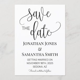 Minimalistische Hochzeit rettet das Datum einfach Einladung