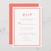 Minimalistische Hochzeit RSVP Menü Coral White (Vorne/Hinten)