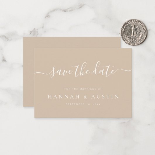 Minimalistische Hochzeit Save the Date Mitteilungskarte (Vorderseite/Rückseite Beispiel)