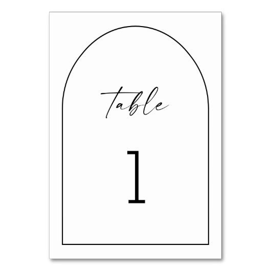Minimalistische Hochzeit | Schwarz-Weiß-Arsch Tischnummer (Vorderseite)