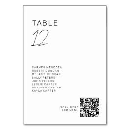 Minimalistische Hochzeit Sitzplan QR Modern Tischnummer