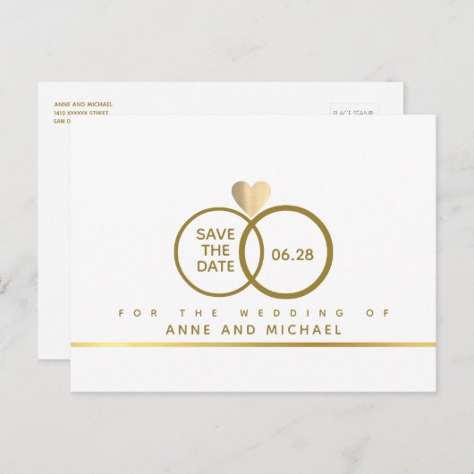 Minimalistische Hochzeit SPAREN DAS DATUM Ankündigungspostkarte (Vorne/Hinten)