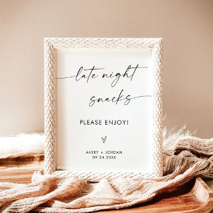 Minimalistische Hochzeit Späte Night Snacks Zeiche Poster