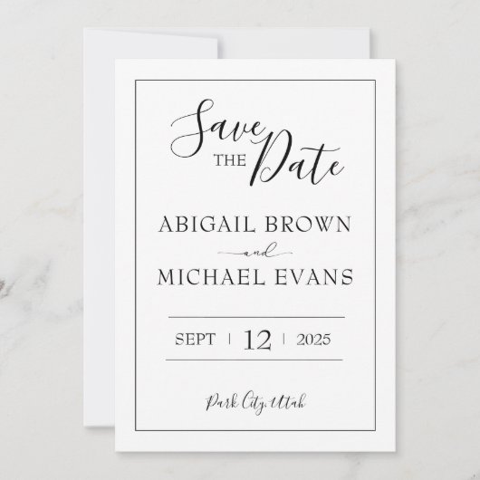 Minimalistische Hochzeit speichern Sie das Datum Save The Date (Vorderseite)