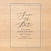 Minimalistische Hochzeit Speichern Sie die Datumsk Acryleinladungen (Vorderseite)