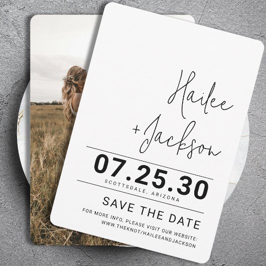 Minimalistische Hochzeit Stilvoll sauber, einfach Save The Date