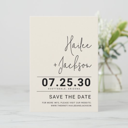Minimalistische Hochzeit Stilvoll sauber, einfach Save The Date (Stehend Vorderseite)