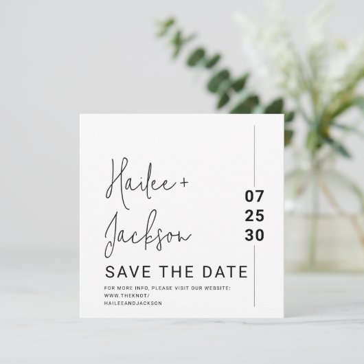 Minimalistische Hochzeit Stilvoll sauberer einfach Save The Date (Stehend Vorderseite)