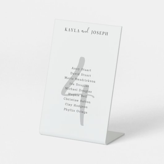 Minimalistische Hochzeit Tischnummer 4 Sockelschild (Vorderseite)