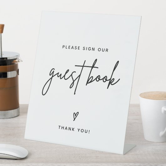 Minimalistische Hochzeit | Unser Gästebuch untersc Sockelschild (In Situ)