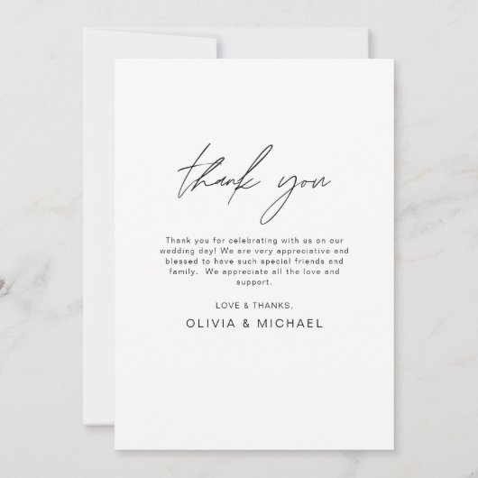 Minimalistische Hochzeit Vielen Dank Foto Simple Dankeskarte (Rückseite)