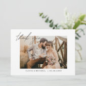 Minimalistische Hochzeit Vielen Dank Foto Simple Dankeskarte (Stehend Vorderseite)