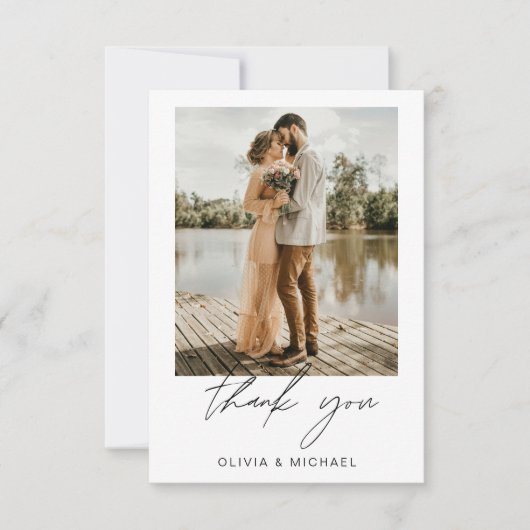 Minimalistische Hochzeit Vielen Dank Foto Simple Dankeskarte (Vorderseite)