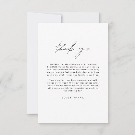 Minimalistische Hochzeit Vielen Dank Foto Simple Dankeskarte (Rückseite)