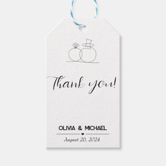 Minimalistische Hochzeit Vielen Dank für Ihr Inter Geschenkanhänger (Vorderseite)