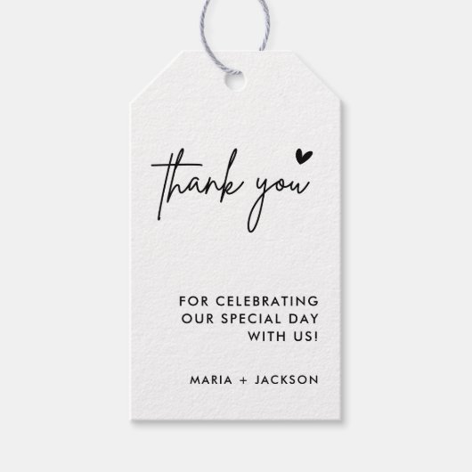 Minimalistische Hochzeit Vielen Dank für Ihr Inter Geschenkanhänger (Vorderseite)