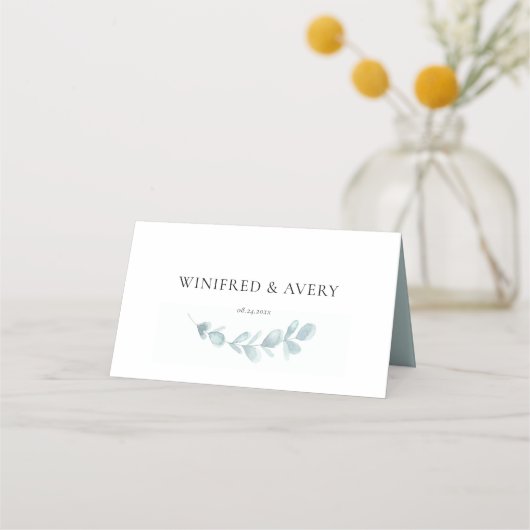 Minimalistische Hochzeit von Aquarellen Platzkarte (Rückseite)