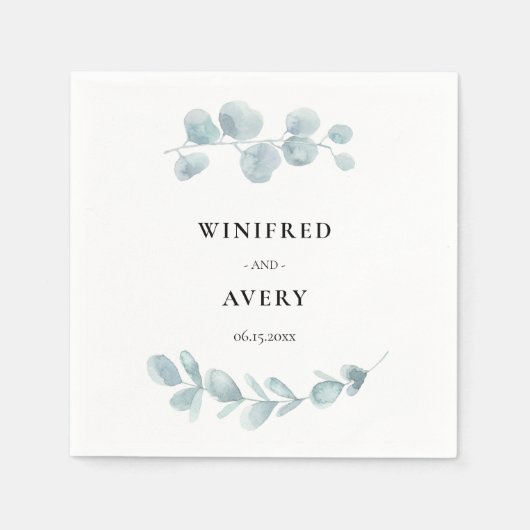 Minimalistische Hochzeit von Aquarellen Serviette (Vorderseite)