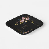 Minimalistische Hochzeit von Boho Black Gold Flora Pappteller (Gewinkelt)