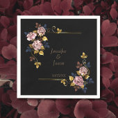 Minimalistische Hochzeit von Boho Black Gold Flora Serviette