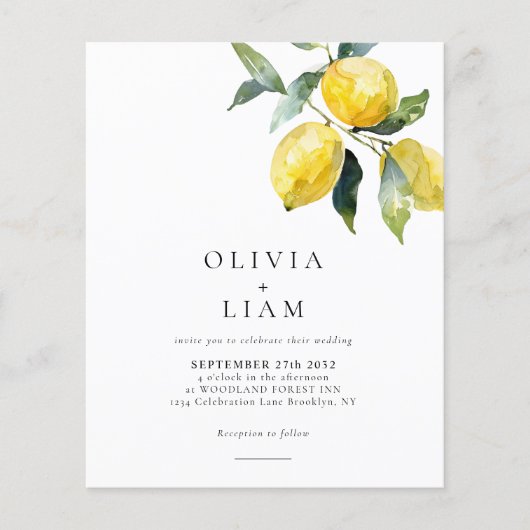 MINIMALISTISCHE Hochzeit von Citrus Lemon (Vorderseite)