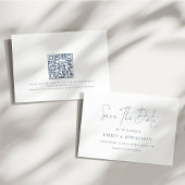 Minimalistische Hochzeit von dunkelblauem Text QR- Save The Date