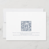 Minimalistische Hochzeit von dunkelblauem Text QR- Save The Date (Rückseite)