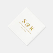 Minimalistische Hochzeit von Gold Script Monogram Serviette (Ecke)