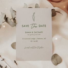 Minimalistische Hochzeit von Graugrün und Olivenöl Save The Date