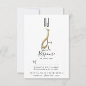 Minimalistische Hochzeit von Greyhound Dog Foil RSVP Karte (Vorderseite)