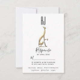 Minimalistische Hochzeit von Greyhound Dog Foil RSVP Karte