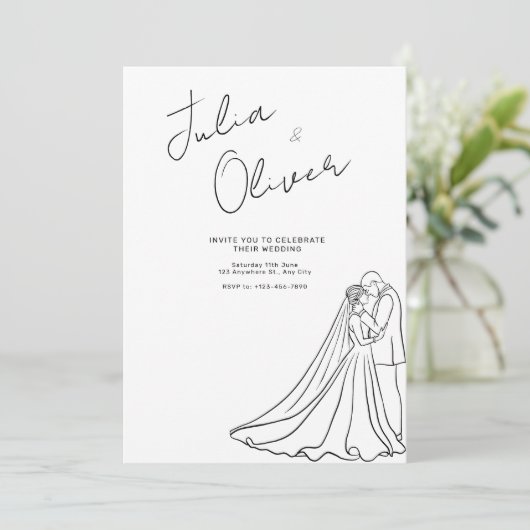 Minimalistische Hochzeit von Hand Save The Date (Stehend Vorderseite)