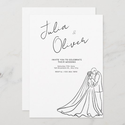 Minimalistische Hochzeit von Hand Save The Date (Vorne/Hinten)