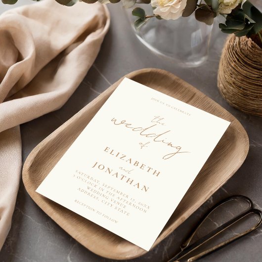 Minimalistische Hochzeit von Ivory Tan Elegant Einladung