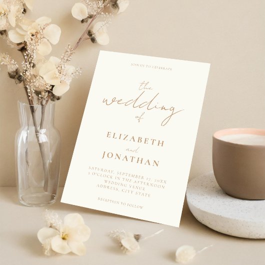 Minimalistische Hochzeit von Ivory Tan Elegant Einladung