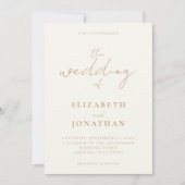 Minimalistische Hochzeit von Ivory Tan Elegant Einladung (Vorderseite)
