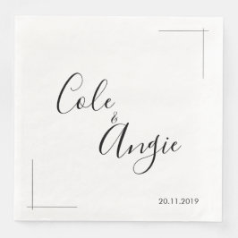 Minimalistische Hochzeit von Napkins mit überquert Serviette